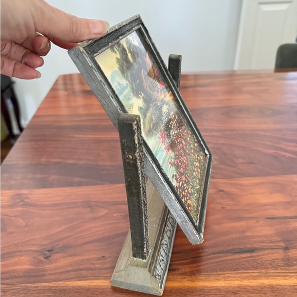 Tilt Swing Picture Frame Antique Art Deco Swinging Tabletop Carved Wood W Photo - Picture 6 of 16